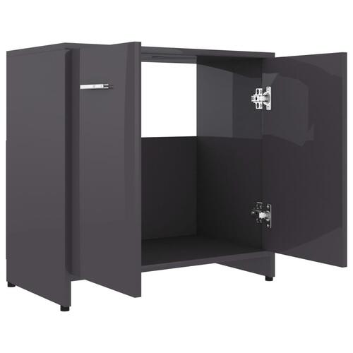 Badeværelsesskab 60x33x61 cm konstrueret træ grå højglans
