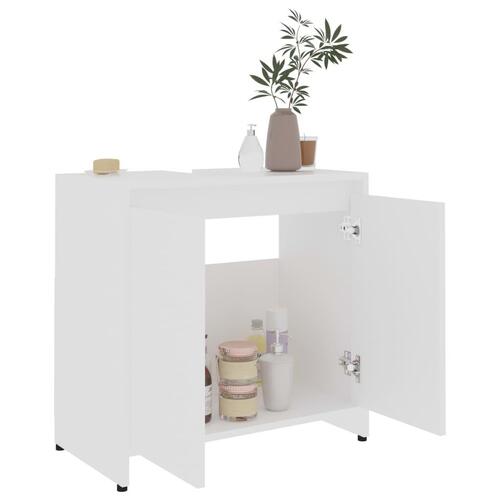 Badeværelsesskab 60x33x61 cm konstrueret træ hvid