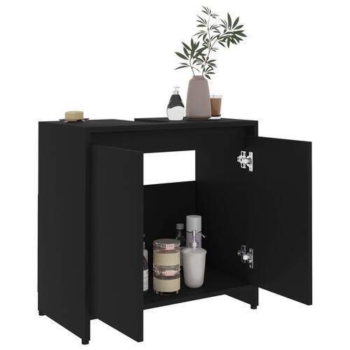 Badeværelsesskab 60x33x61 cm konstrueret træ sort