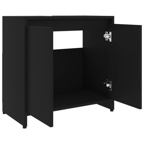 Badeværelsesskab 60x33x61 cm konstrueret træ sort
