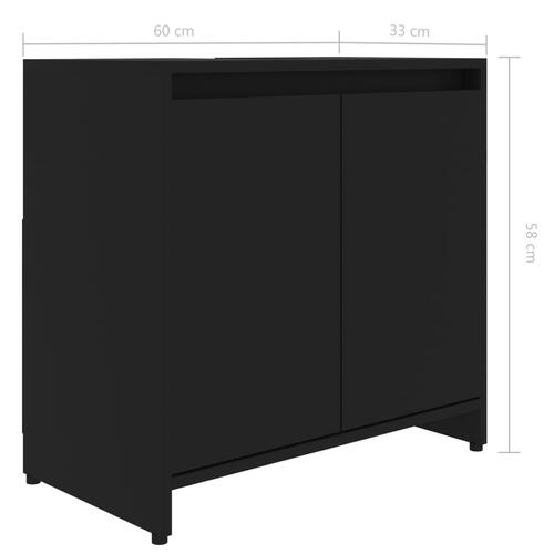 Badeværelsesskab 60x33x61 cm konstrueret træ sort
