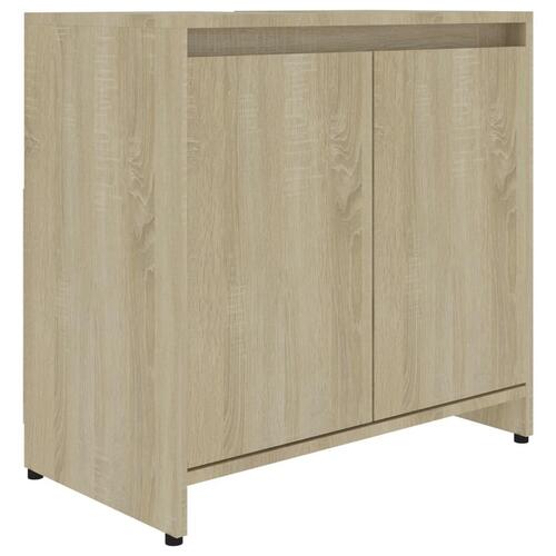 Badeværelsesskab 60x33x61 cm konstrueret træ sonoma-eg