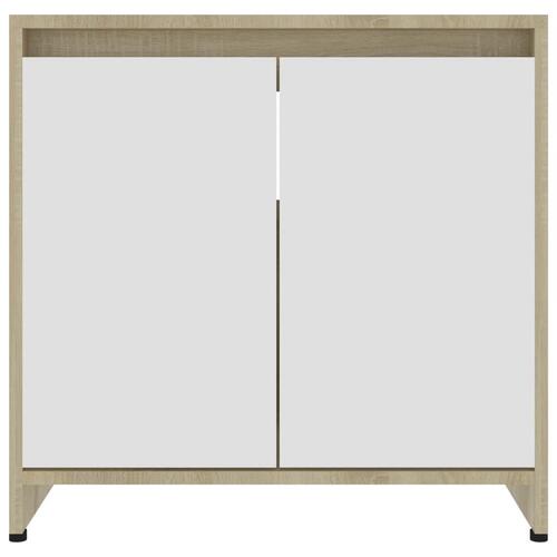 Badeværelsesskab 60x33x61 cm spånplade hvid og sonoma-eg