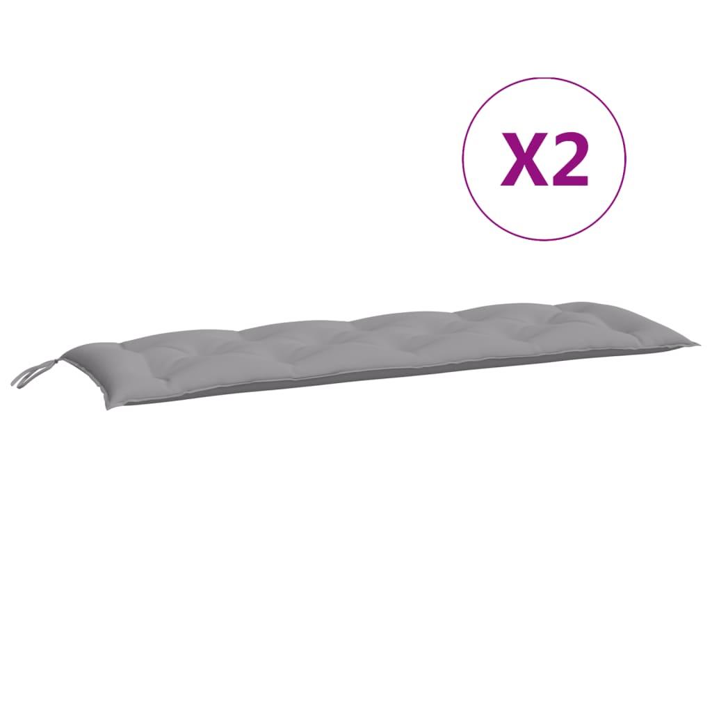 Hynder til havebænk 2 stk. 150x50x7 cm oxfordstof grå