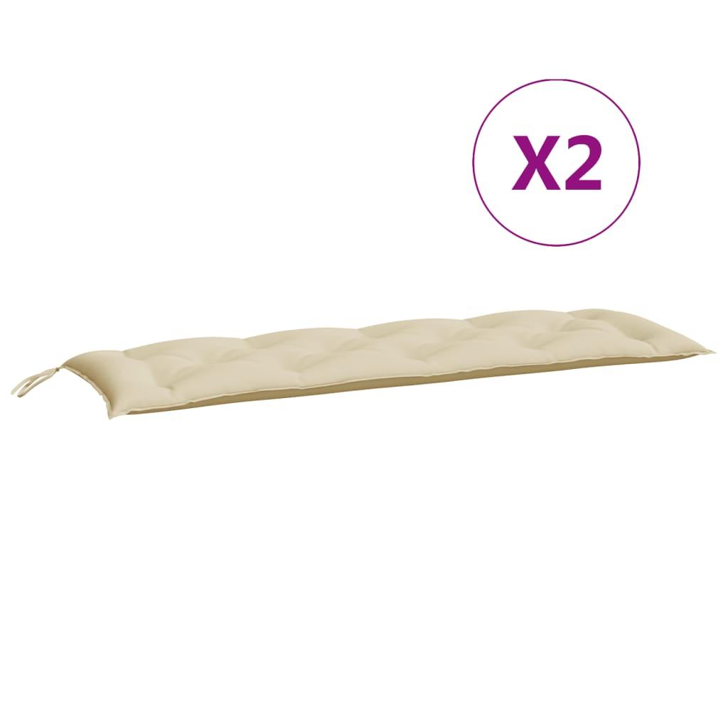 Hynder til havebænk 2 stk. 150x50x7 cm oxfordstof beige