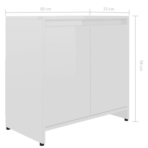 Badeværelsesskab 60x33x61 cm konstrueret træ hvid højglans