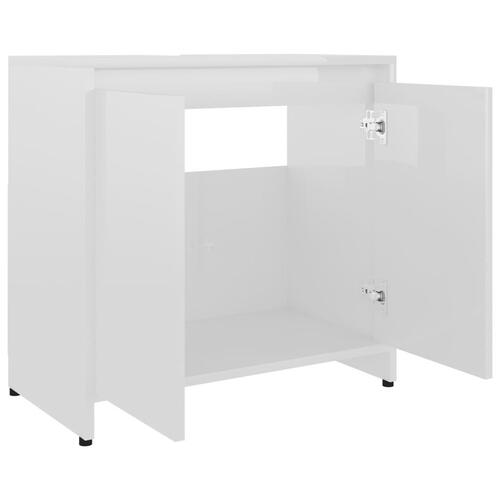 Badeværelsesskab 60x33x61 cm konstrueret træ hvid højglans