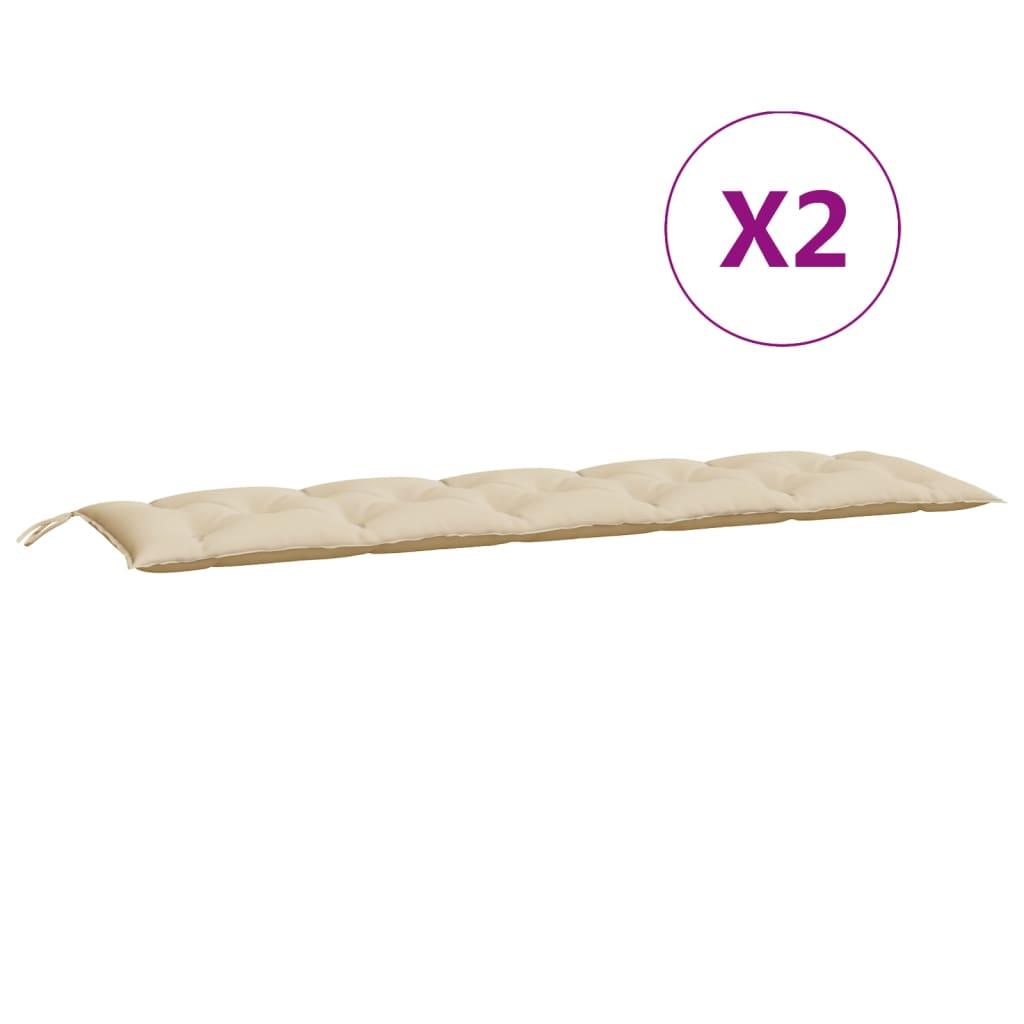 Hynder til havebænk 2 stk. 180x50x7 cm oxfordstof beige