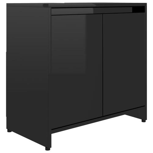 Badeværelsesskab 60x33x61 cm spånplade sort højglans