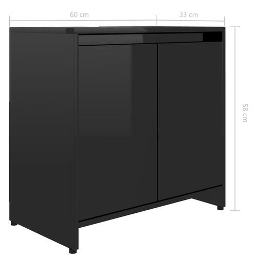 Badeværelsesskab 60x33x61 cm spånplade sort højglans