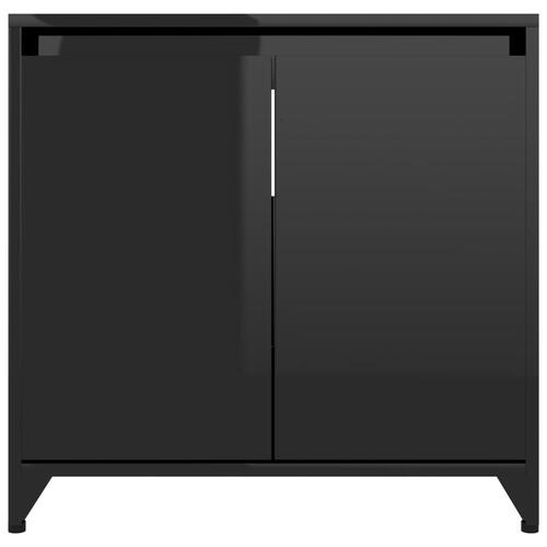 Badeværelsesskab 60x33x61 cm konstrueret træ sort højglans