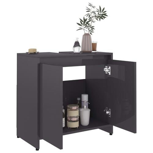 Badeværelsesskab 60x33x61 cm spånplade grå højglans