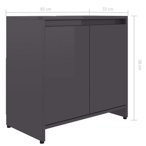 Badeværelsesskab 60x33x61 cm spånplade grå højglans