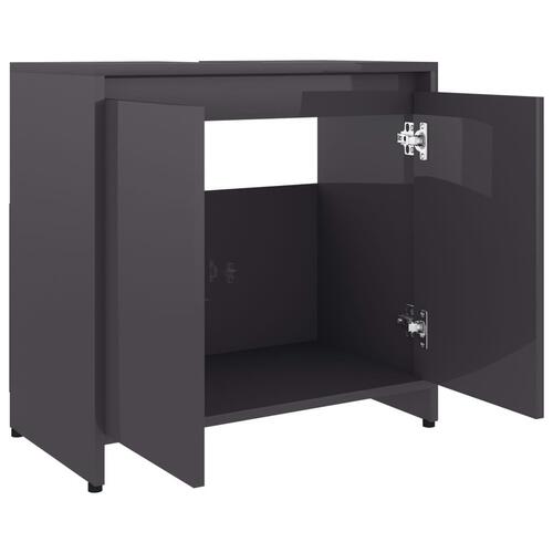 Badeværelsesskab 60x33x61 cm spånplade grå højglans