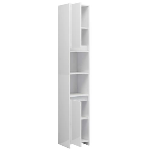 Badeværelsesskab 30x30x183,5 cm konstrueret træ hvid højglans