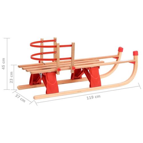 Foldbar kælk med ryglæn 119 cm træ