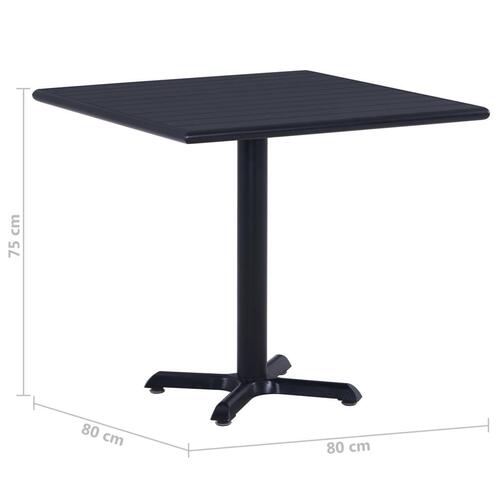 Havebord 80x80x75 cm sort