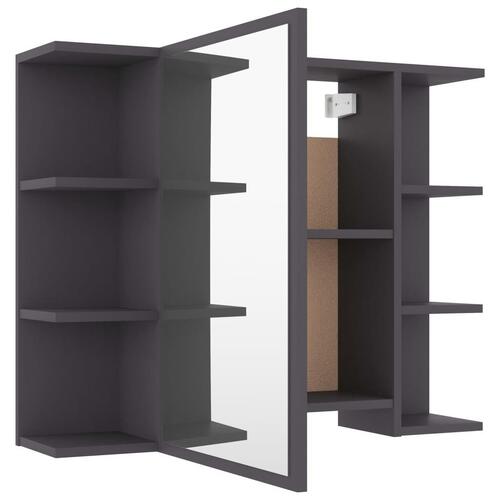 Badeværelsesskab med spejl 80x20,5x64 cm konstrueret træ grå