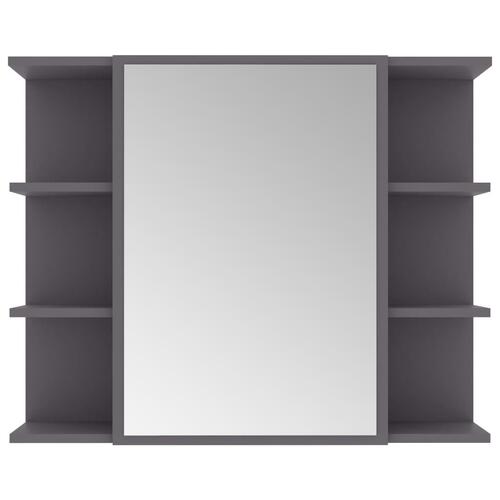 Badeværelsesskab med spejl 80x20,5x64 cm konstrueret træ grå