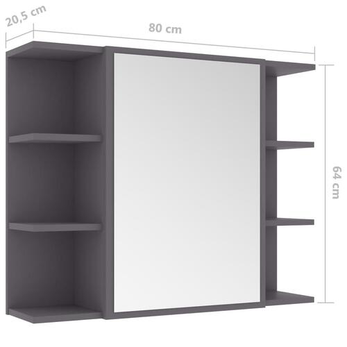 Badeværelsesskab med spejl 80x20,5x64 cm konstrueret træ grå