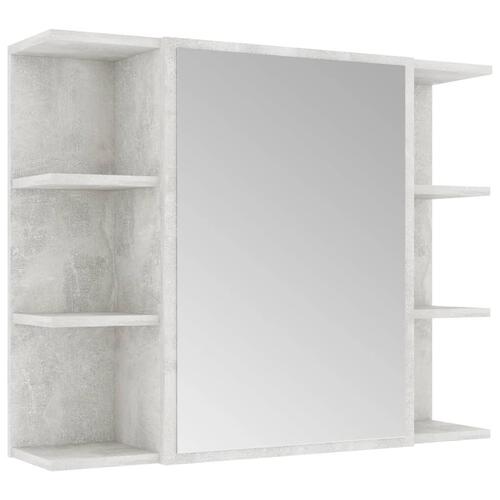 Badeværelsesskab spejl 80x20,5x64 cm konstrueret træ betongrå