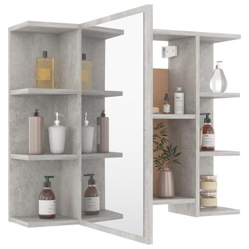 Badeværelsesskab spejl 80x20,5x64 cm konstrueret træ betongrå