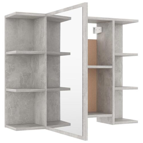 Badeværelsesskab spejl 80x20,5x64 cm konstrueret træ betongrå