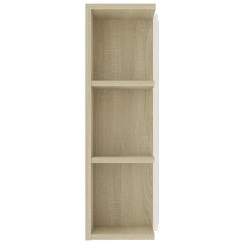 Badeværelsesskab m spejl 80x20,5x64 cm spånplade sonoma-eg hvid