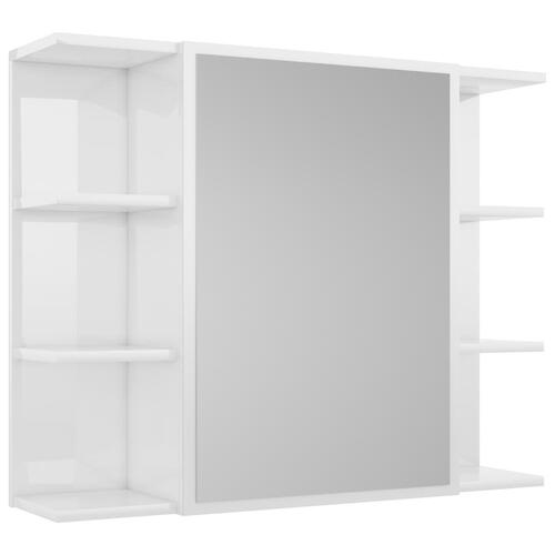 Badeværelsesskab med spejl 80x20,5x64 cm konstrueret træ hvid