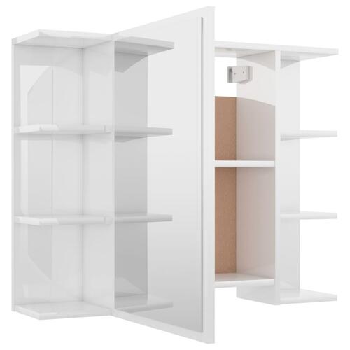 Badeværelsesskab med spejl 80x20,5x64 cm konstrueret træ hvid