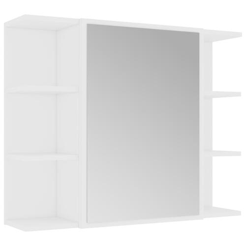 Badeværelsesskab med spejl 80x20,5x64 cm konstrueret træ hvid