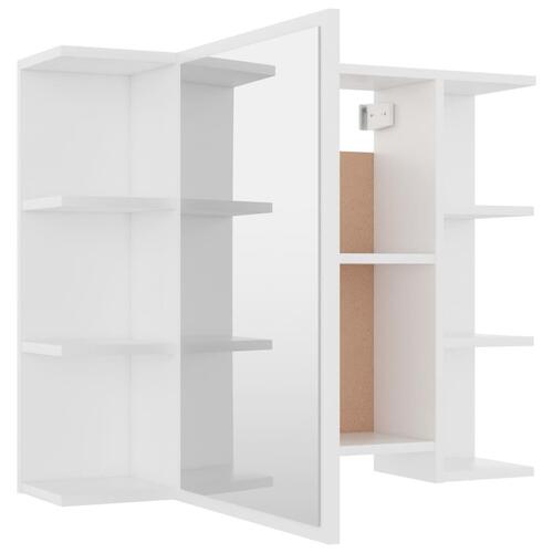 Badeværelsesskab med spejl 80x20,5x64 cm konstrueret træ hvid