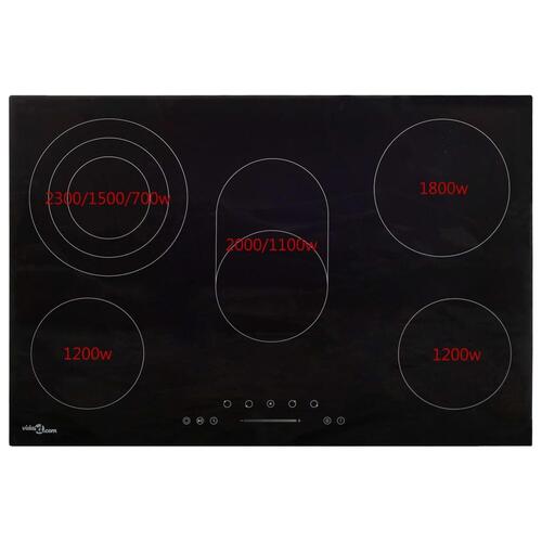 Keramisk kogeplade med 5 brændere Touch Control 8500 W 90 cm