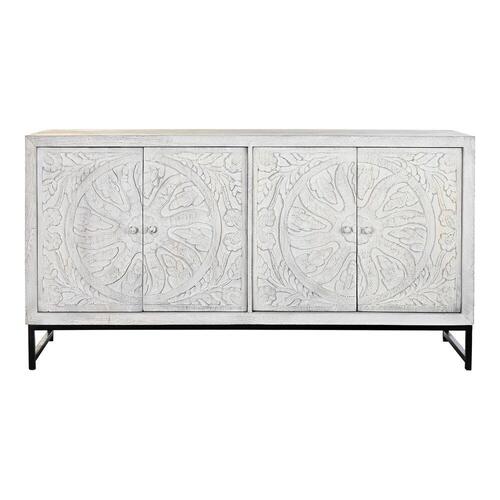 Skænk Hvid Metal Mangotræ 150 x 38 x 80 cm