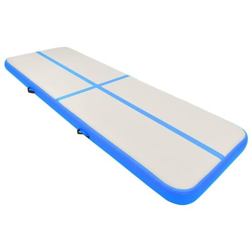 Oppustelig gymnastikmåtte m. pumpe 400x100x15 cm PVC blå