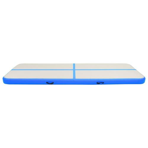 Oppustelig gymnastikmåtte m. pumpe 400x100x15 cm PVC blå