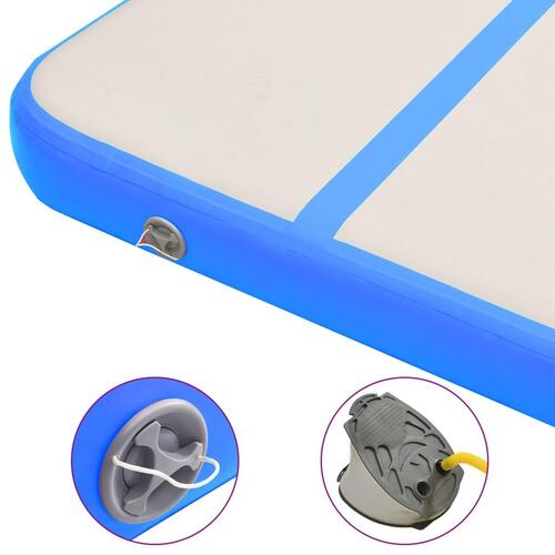 Oppustelig gymnastikmåtte m. pumpe 500x100x15 cm PVC blå