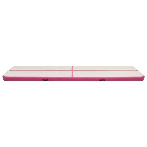 Oppustelig gymnastikmåtte m. pumpe 600x100x15 cm PVC lyserød