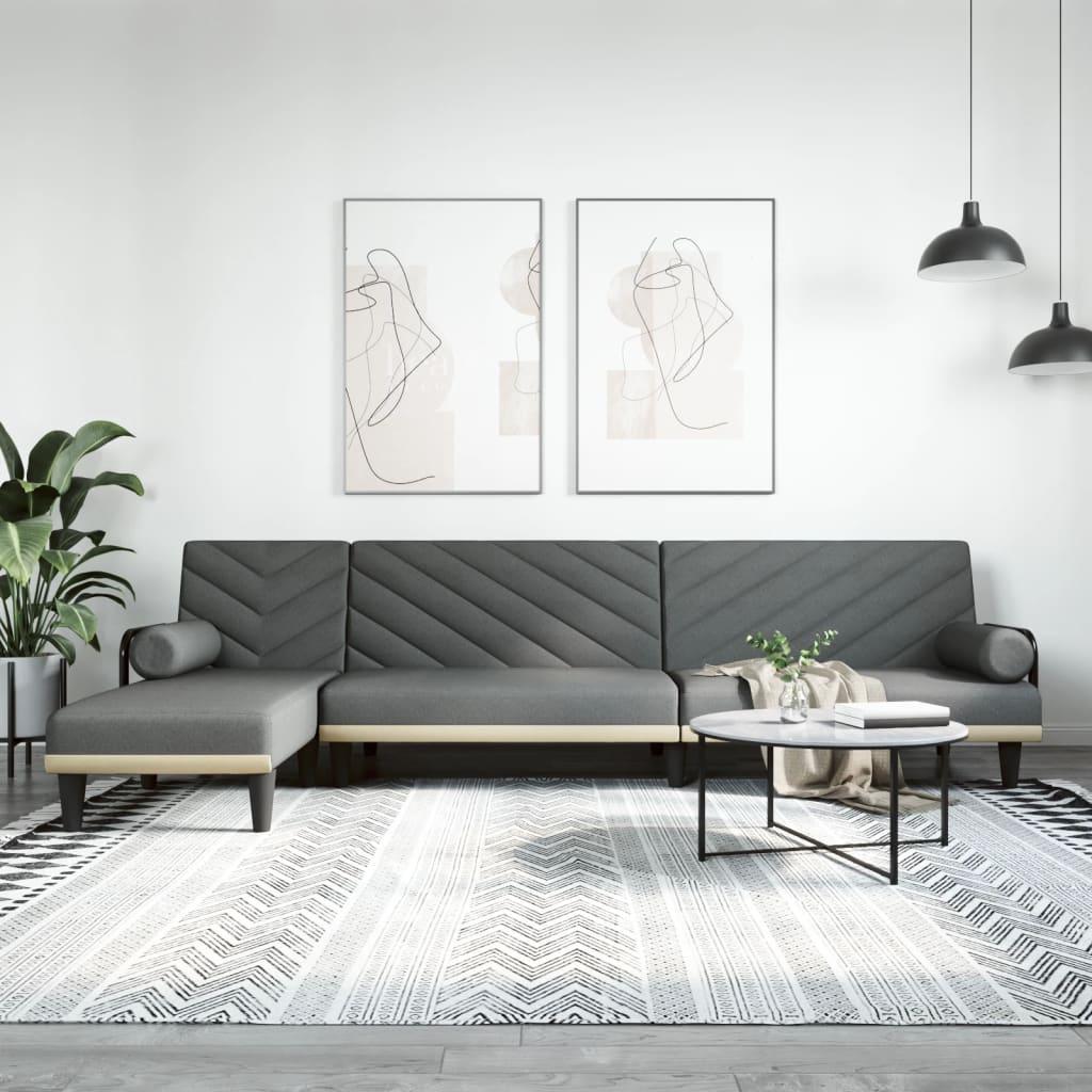 L-formet sovesofa 260x140x70 cm stof mørkegrå