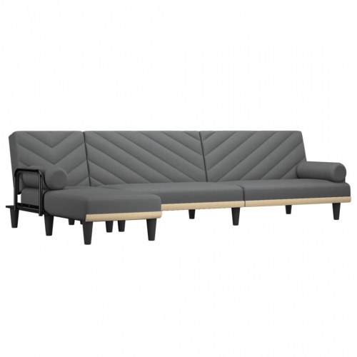 L-formet sovesofa 260x140x70 cm stof mørkegrå