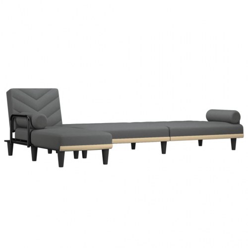 L-formet sovesofa 260x140x70 cm stof mørkegrå