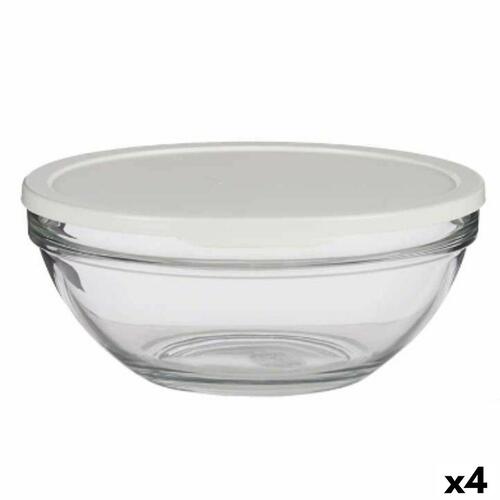 Rund madkasse med låg Chefs Hvid 2,5 L 23,7 x 10,1 x 23,7 cm (4 enheder)