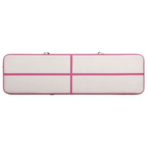Oppustelig gymnastikmåtte med pumpe 600x100x20 cm PVC lyserød