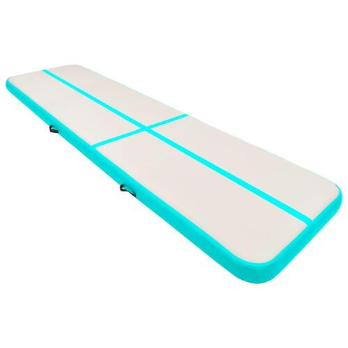 Oppustelig gymnastikmåtte med pumpe 600x100x20 cm PVC grøn