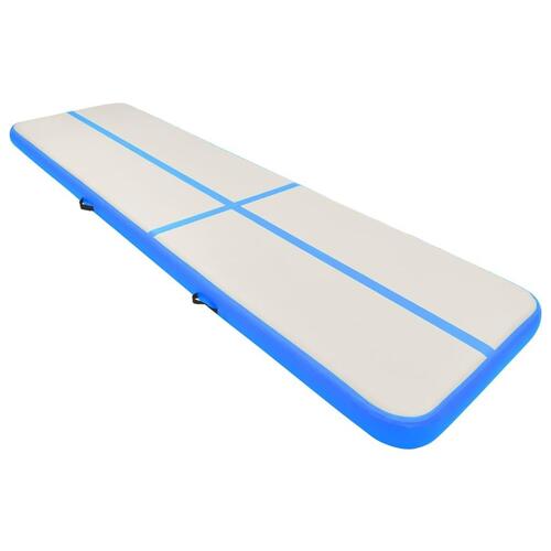 Oppustelig gymnastikmåtte med pumpe 800x100x20 cm PVC blå