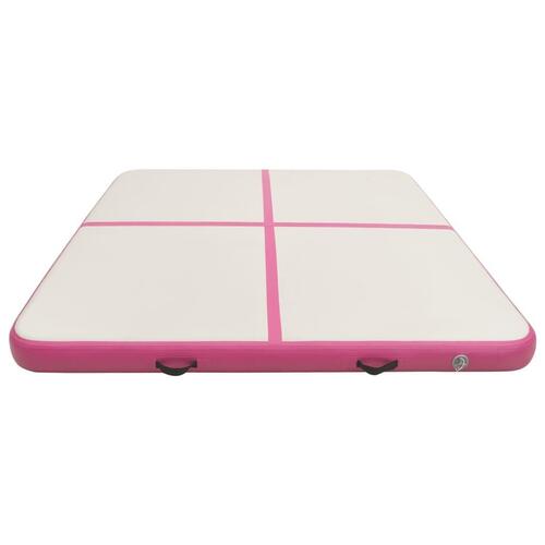 Oppustelig gymnastikmåtte m. pumpe 200x200x15 cm PVC lyserød