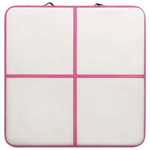 Oppustelig gymnastikmåtte m. pumpe 200x200x15 cm PVC lyserød
