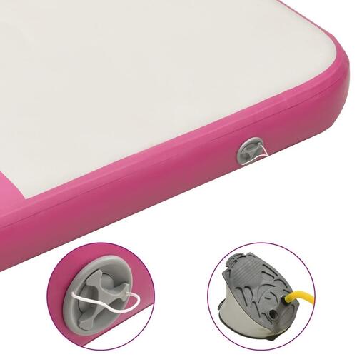 Oppustelig gymnastikmåtte m. pumpe 200x200x15 cm PVC lyserød