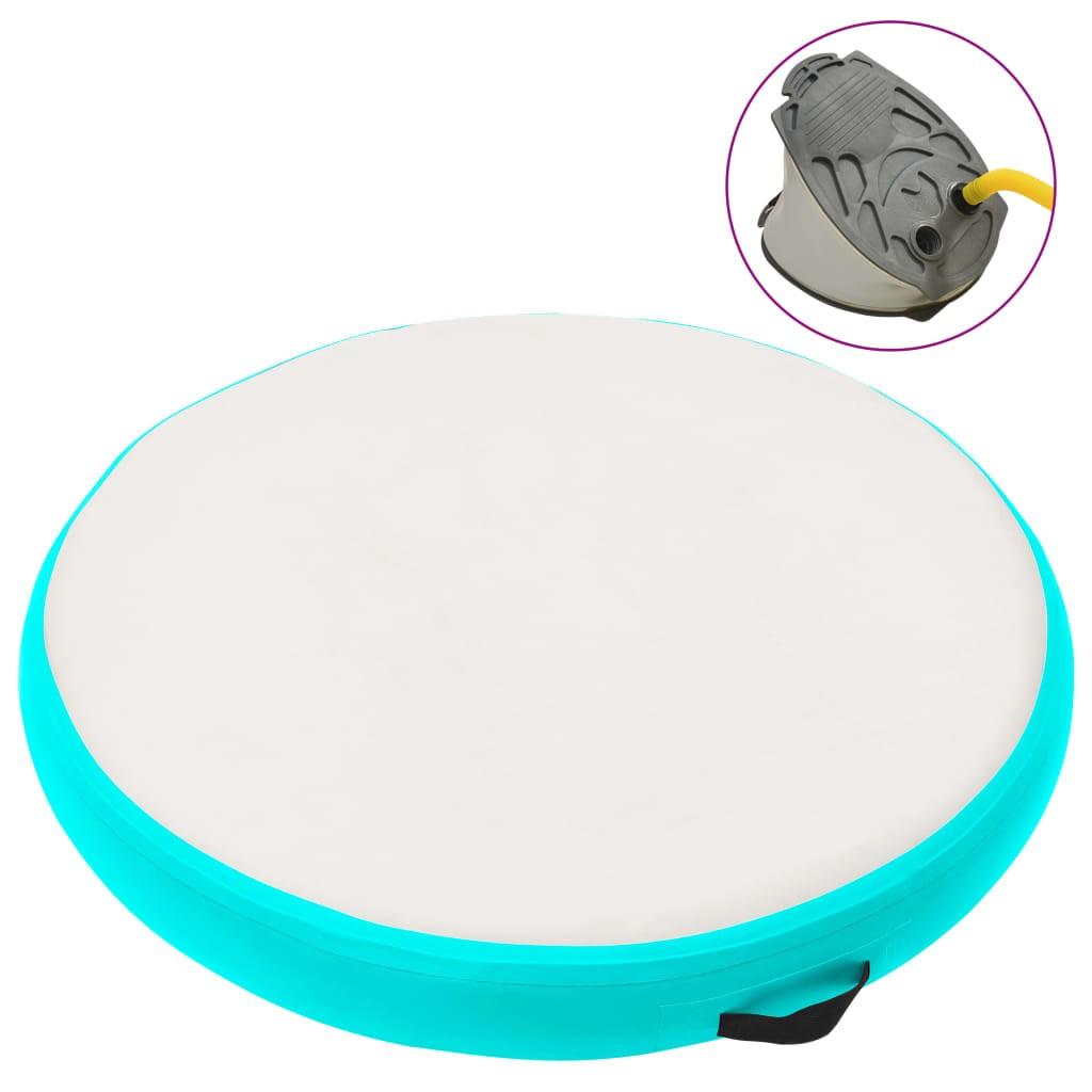 Oppustelig gymnastikmåtte med pumpe 100x100x10 cm PVC grøn
