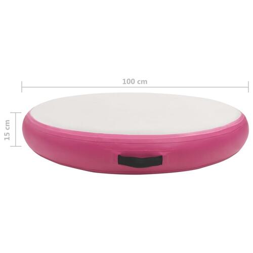 Oppustelig gymnastikmåtte med pumpe 100x100x15 cm PVC pink